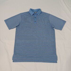 FootJoy Polo Shirt Mens Blue Size Medium Short Sleeve Striped FJ Golf